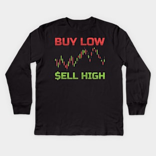 Buy Sell - Gift for Traders Stock Market Trading Buy Sell Kids Long Sleeve T-Shirt